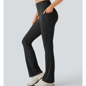 Halara High-Waisted Tummy Control Black Flare Pants XS Small XTall